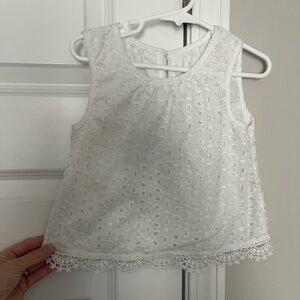 SHEIN White Eyelet Lace Trim Top